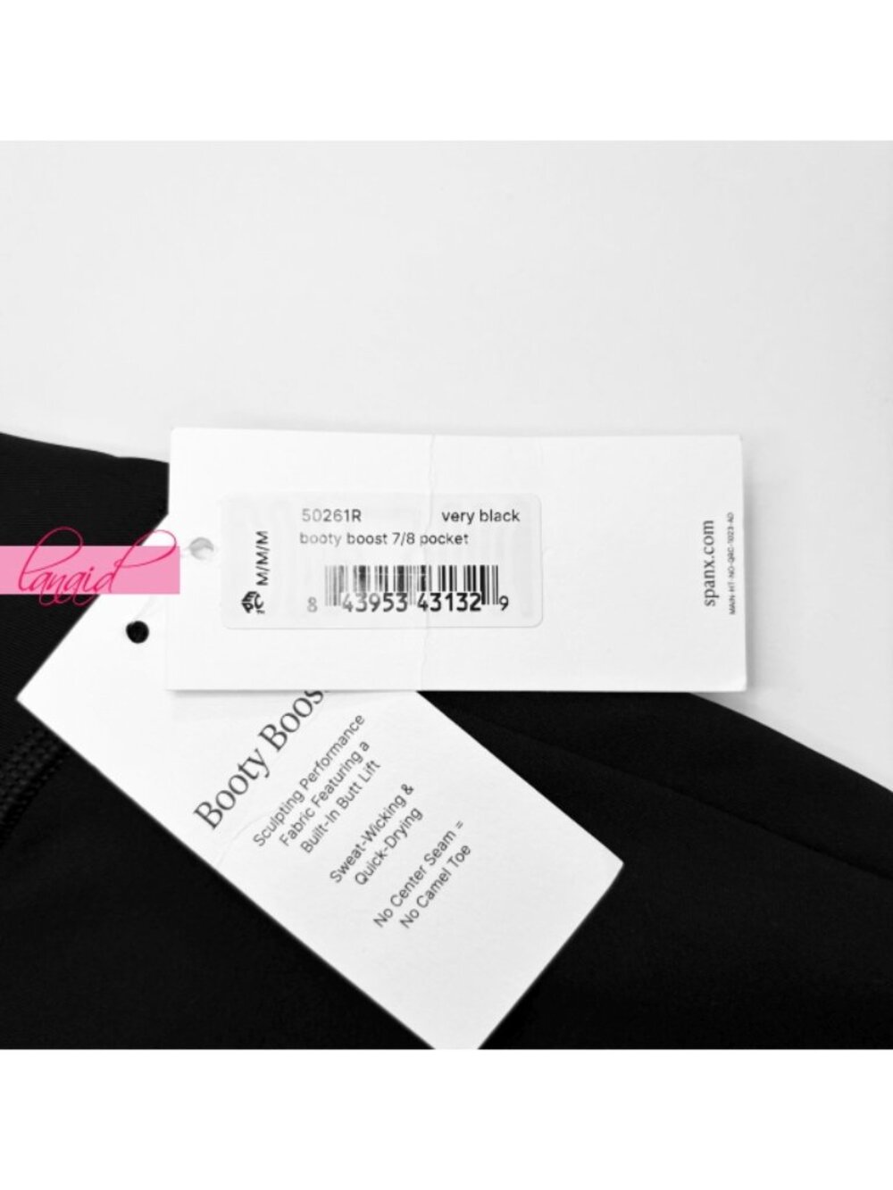 Spanx Booty Boost Side Pockets 7/8 Leggings Very Black High-Rise Waist Shapewear - Picture 9 of 12